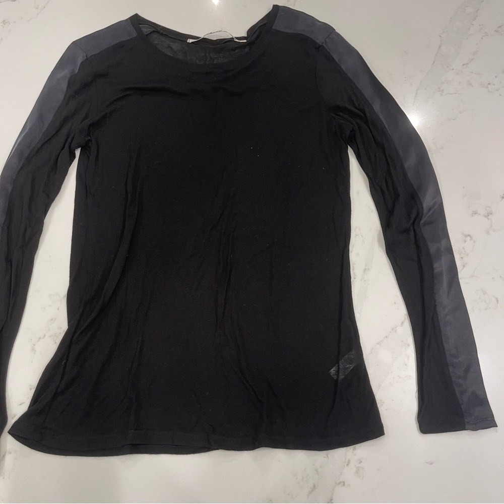 Michael Stars Two-Tone Long Sleeve Sheer Tee